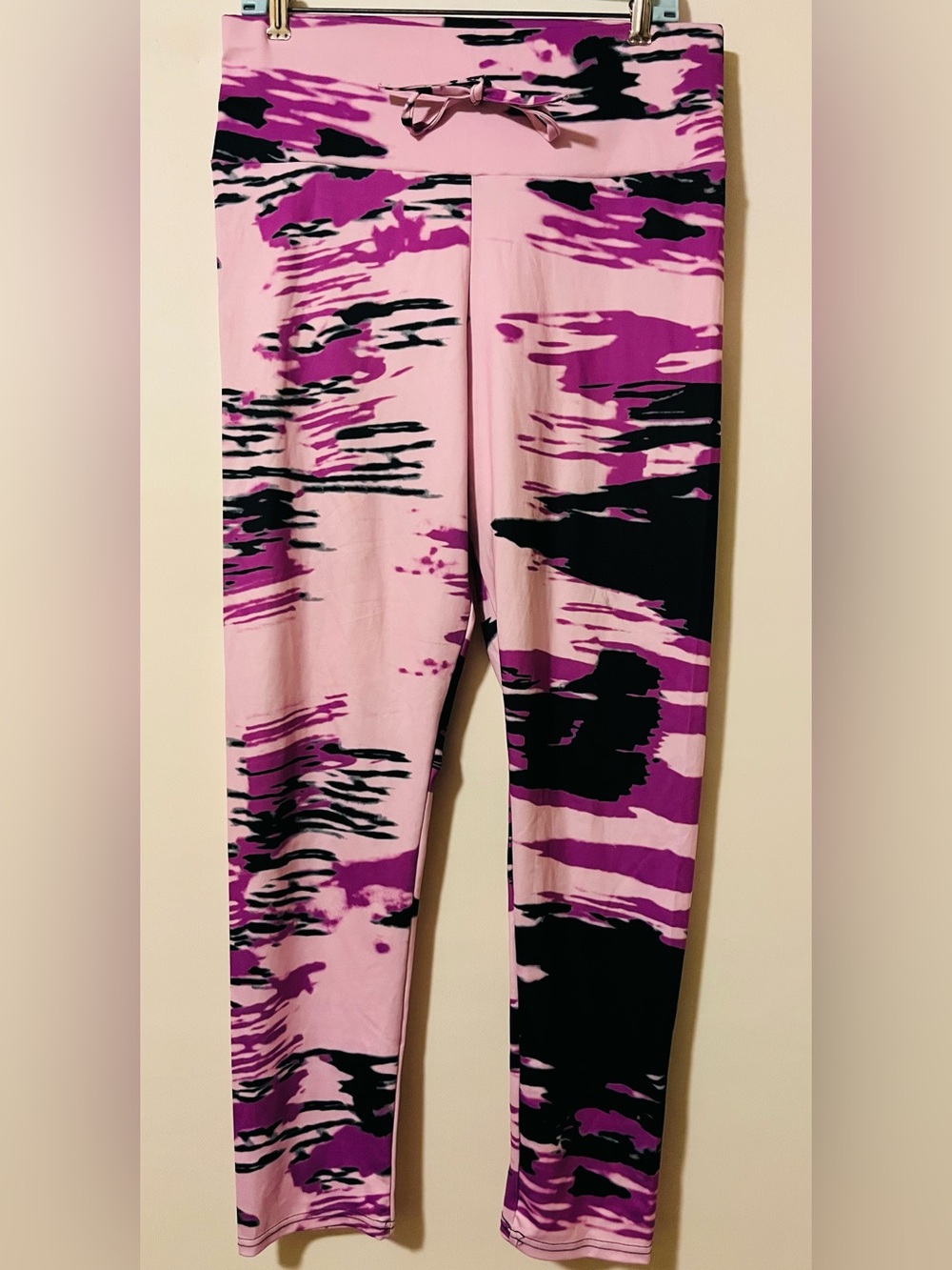 Purple Abstract Print High-Waisted Activewear Leggings 2XL